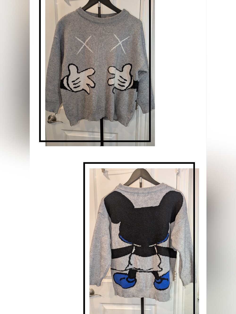 Youbang Gray Cartoon Character Inspired Oversized Soft Knit Sweater Size M